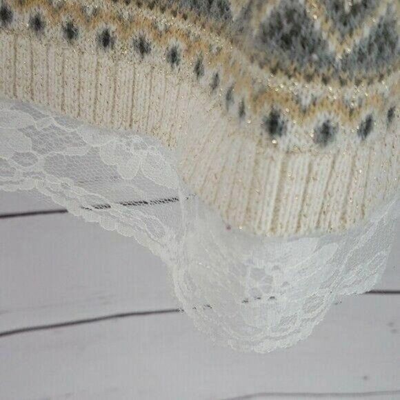 Little Lass Girls Crochet Tan Zig Zag Boho Sleevless Sweater Dress Size 5 - Picture 5 of 8